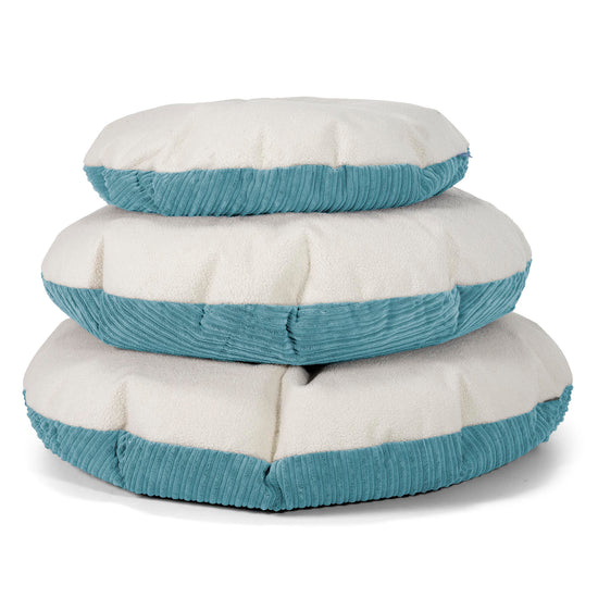 Flexforma Pouf Rond pour Tout-Petit 1-3 ans - Bouclé & Côtelé Mer Égée 03