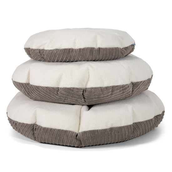 Flexforma Pouf Géant Rond pour Adulte - Bouclé & Côtelé Anthracite 03