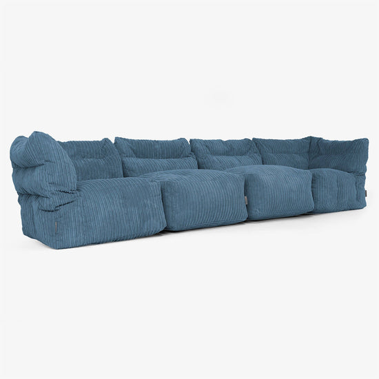 Canapé Modulable 4 Places - Côtelé Bleu Marine 02
