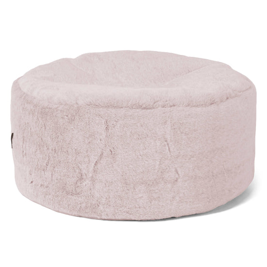 Grand Repose-pied Rond - Fausse Fourrure Lapin Rose Pastel 01
