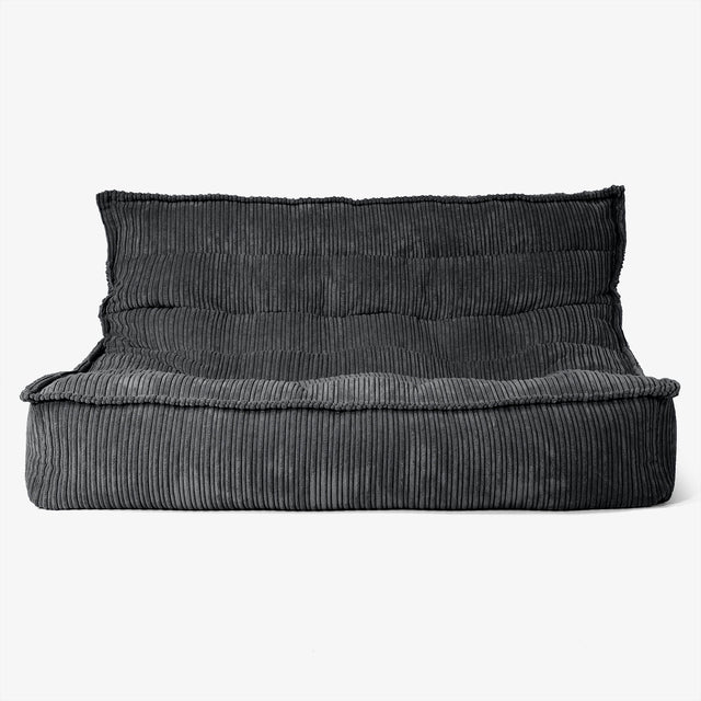 Canapé Pouf de Sol Oliver - Côtelé Noir 01