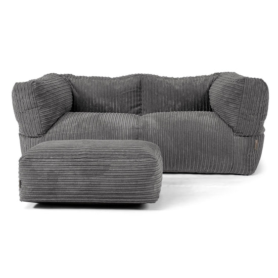 Canapé Pouf Albert 2 places - Côtelé Gris Ardoise 02