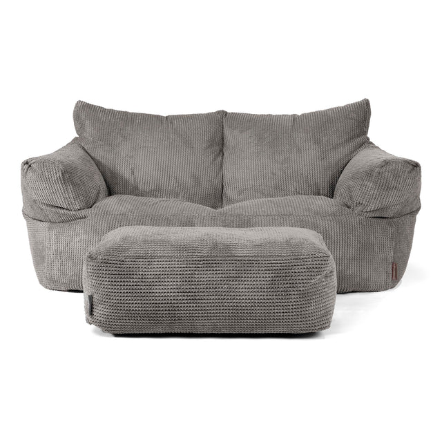 Joséphine Canapé Pouf - Velours Côtelé Gaufré Anthracite 02
