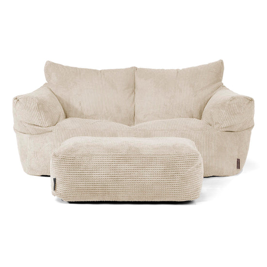 Joséphine Canapé Pouf - Velours Côtelé Gaufré Crème 02