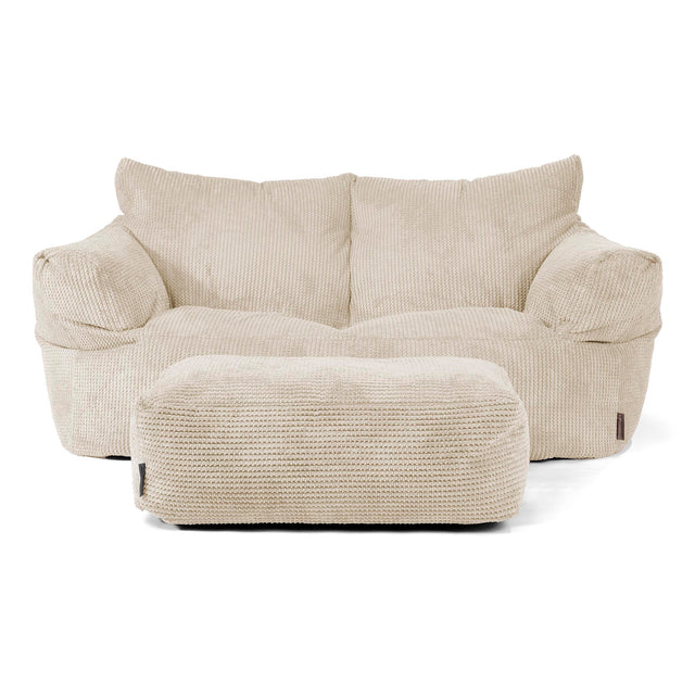 Joséphine Canapé Pouf - Velours Côtelé Gaufré Crème 02