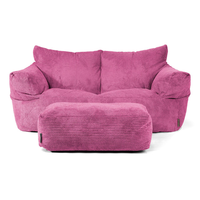 Joséphine Canapé Pouf - Velours Côtelé Gaufré Rose 02