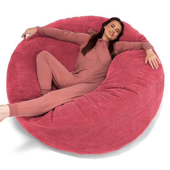Canapé Pouf Géant Grande Mammouth - Velours Côtelé Gaufré Rouge pastel 01