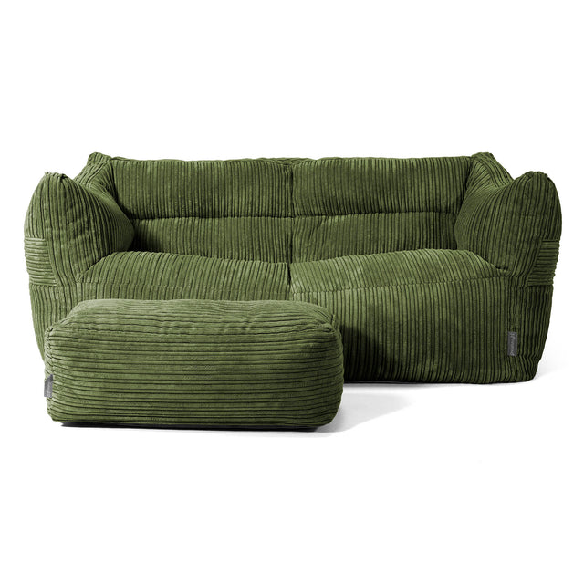 Canapé Pouf Victor - Côtelé Vert Forêt 02
