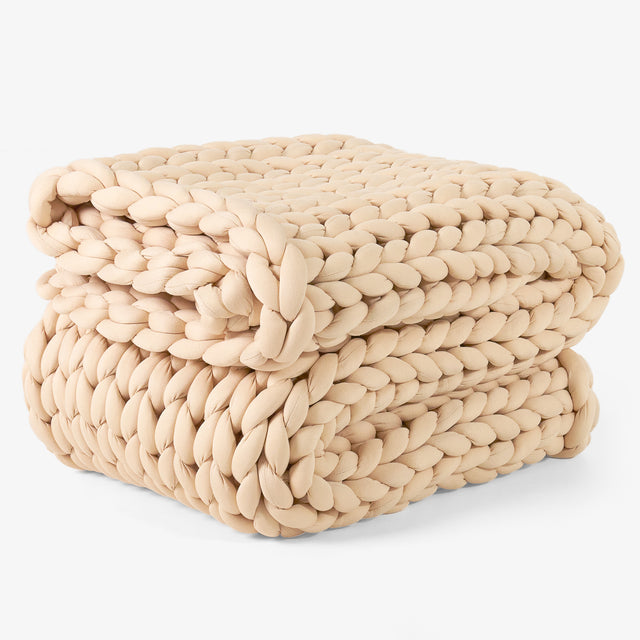 Couverture Lestée pour Adultes - Tricot épais Taupe 01