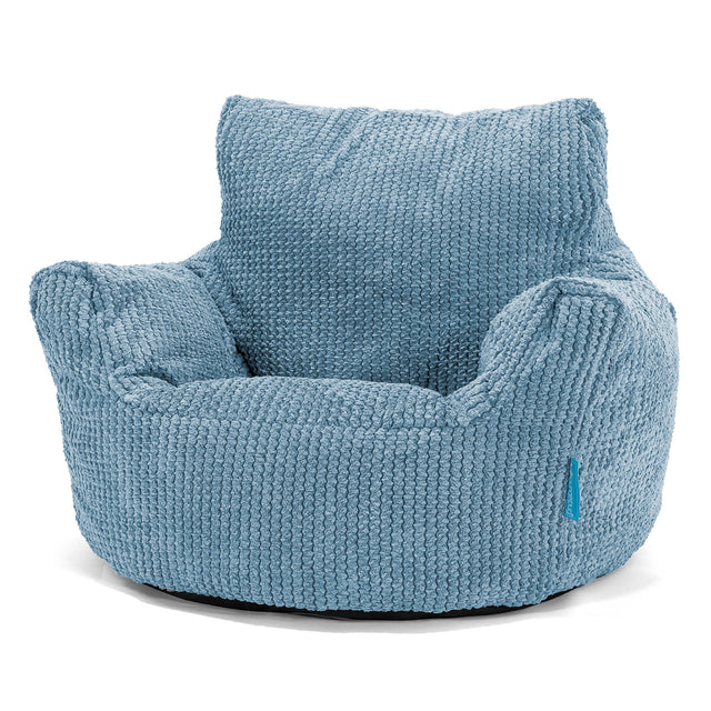 Fauteuil Pouf Bambin 1-3 ans - Velours Côtelé Gaufré Bleu Ciel 01