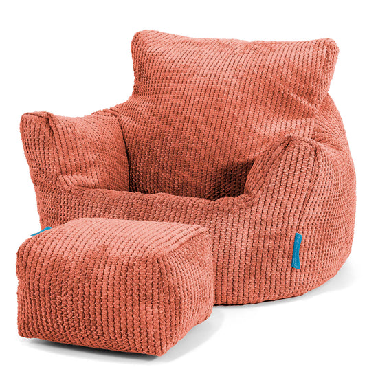 Fauteuil Pouf Bambin 1-3 ans - Velours Côtelé Gaufré Citrouille 02