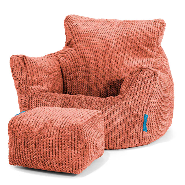 Fauteuil Pouf Bambin 1-3 ans - Velours Côtelé Gaufré Citrouille 02