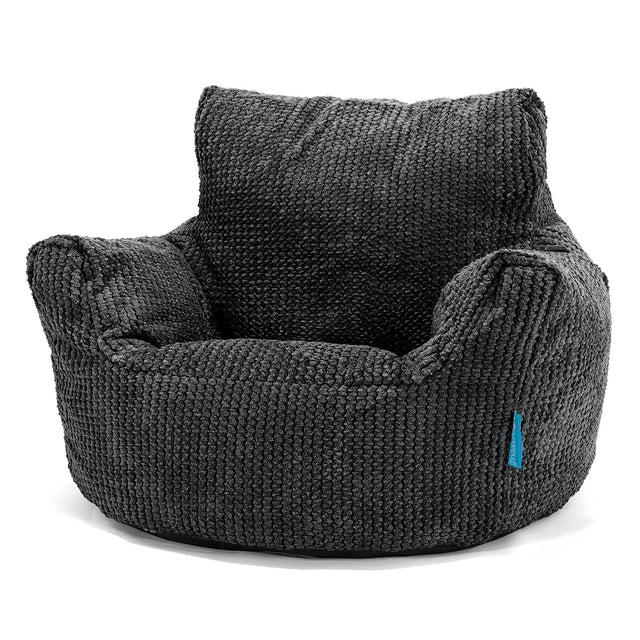 Fauteuil Pouf Bambin 1-3 ans - Velours Côtelé Gaufré Noir 01