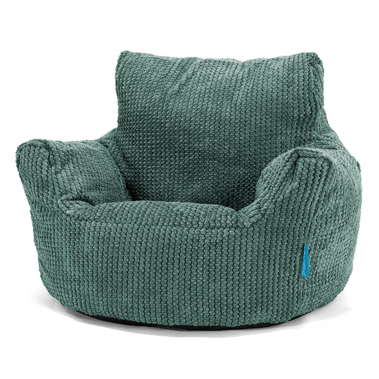 Fauteuil Pouf Bambin 1-3 ans - Velours Côtelé Gaufré Vert Mousse 01