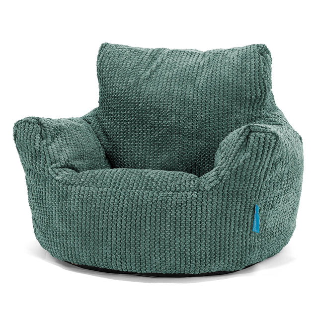 Fauteuil Pouf Bambin 1-3 ans - Velours Côtelé Gaufré Vert Mousse 01