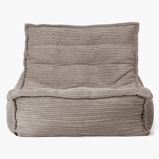 Fauteuil Pouf de Sol Oliver - Côtelé Grège 02