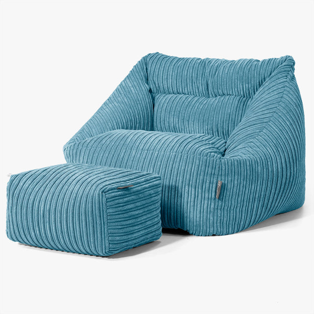 Fauteuil Pouf Maya - Côtelé Mer Égée 02