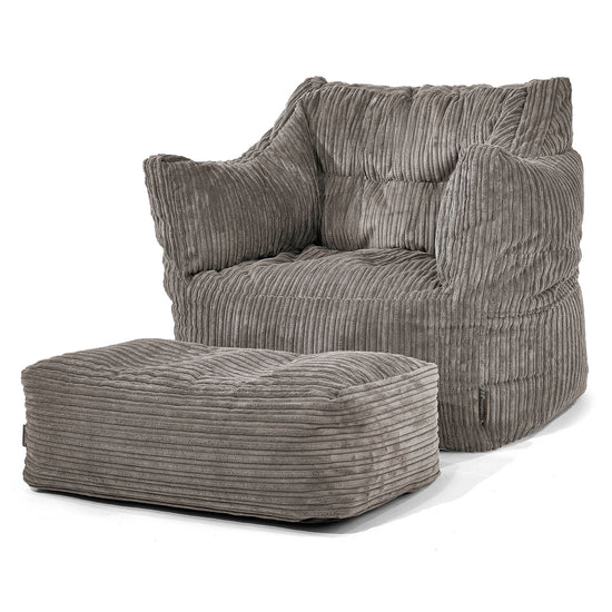 Fauteuil Pouf Victor - Côtelé Anthracite 02