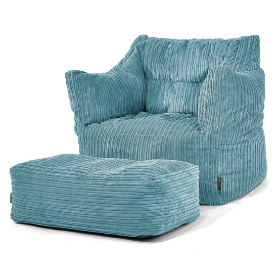 Fauteuil Pouf Victor - Côtelé Mer Égée 02