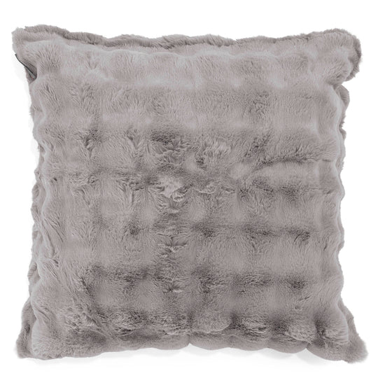 Grand Housse de Coussin 70 x 70cm - Fausse Fourrure à Bulles Gris 01