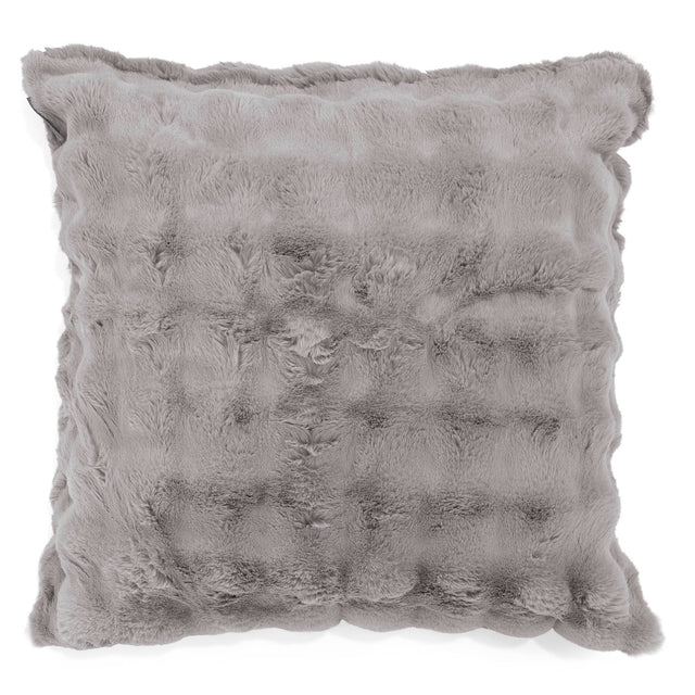Grand Housse de Coussin 70 x 70cm - Fausse Fourrure à Bulles Gris 01