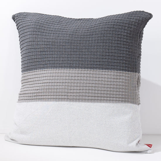 Grand Housse de Coussin 70 x 70cm - Tricoté Colourblock Gris 02