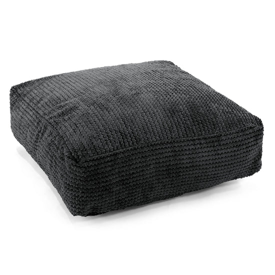 Grand Coussin de Sol - Velours Côtelé Gaufré Noir 01
