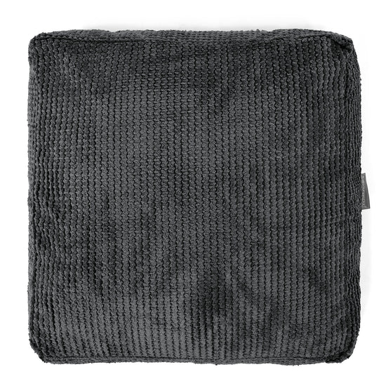 Grand Coussin de Sol - Velours Côtelé Gaufré Noir 03