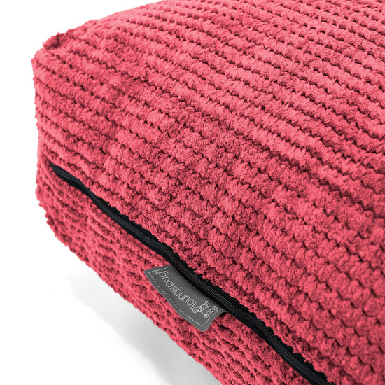 Grand Coussin de Sol - Velours Côtelé Gaufré Rouge pastel 02