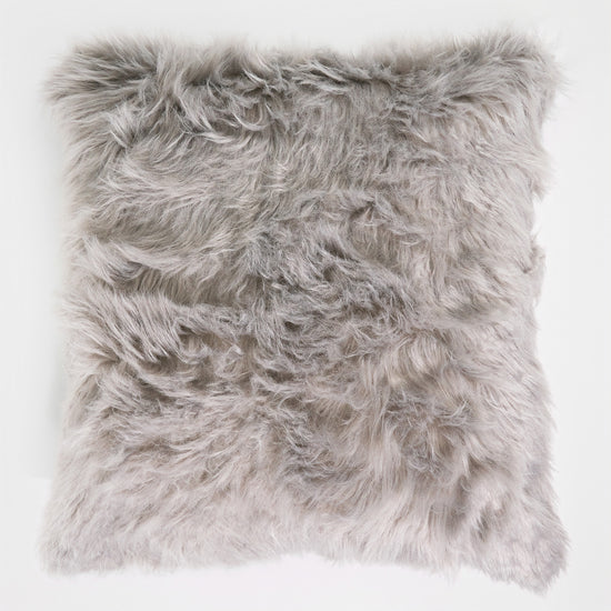 Grand Housse de Coussin 70 x 70cm - Imitation fourrure à poils longs Gris 01