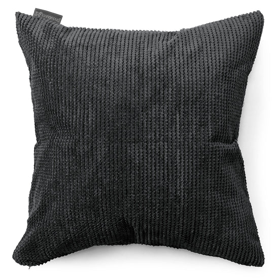 Grand Housse de Coussin 70 x 70cm - Velours Côtelé Gaufré Noir 01