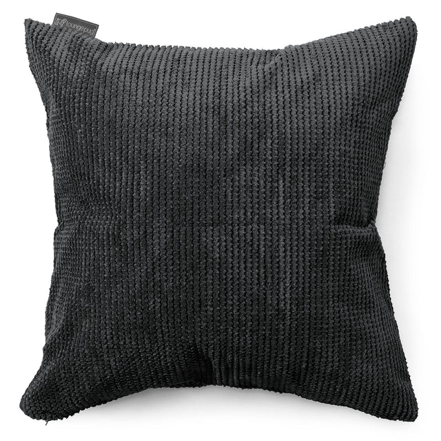 Grand Housse de Coussin 70 x 70cm - Velours Côtelé Gaufré Noir 01