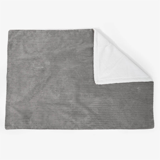 Grand Plaid / Couverture Sherpa 140 x 200cm - Côtelé Anthracite 02