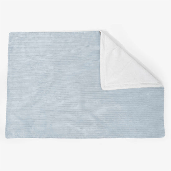 Grand Plaid / Couverture Sherpa 140 x 200cm - Côtelé Bébé Bleu 02