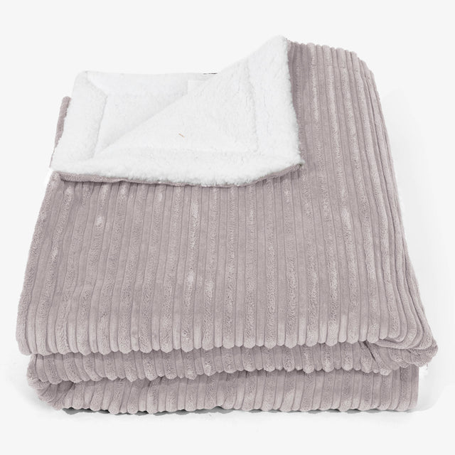 Grand Plaid / Couverture Sherpa 140 x 200cm - Côtelé Gris Argent 01