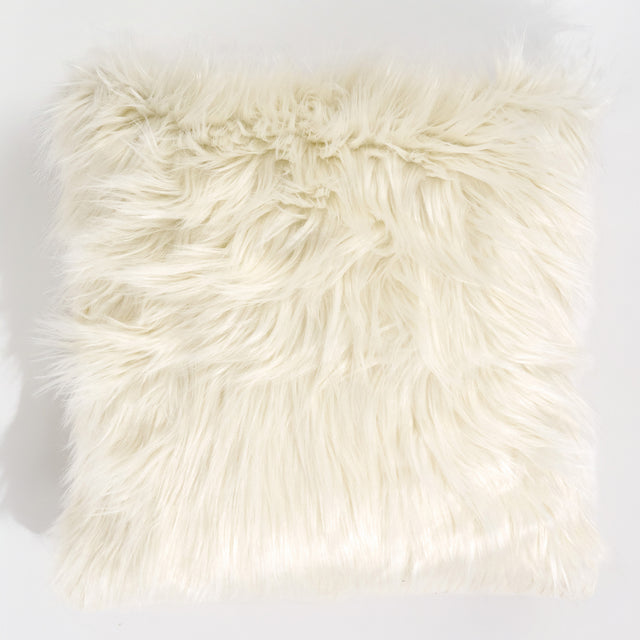 Housse de Coussin 47 x 47cm - Imitation fourrure à poils longs Crème 01