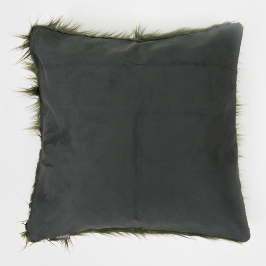 Housse de Coussin 47 x 47cm - Imitation fourrure à poils longs Vert sauge 02