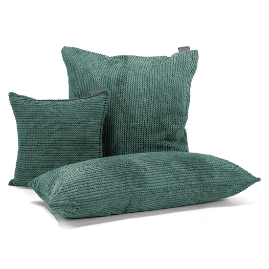 Housse de Coussin 47 x 47cm - Velours Côtelé Gaufré Vert Mousse 04