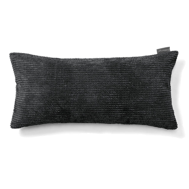 Housse de Coussin Rectangulaire Géant 40 x 70cm - Velours Côtelé Gaufré Noir 01