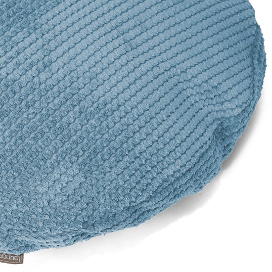 Housse de Coussin Rond 50cm - Velours Côtelé Gaufré Bleu Ciel 02