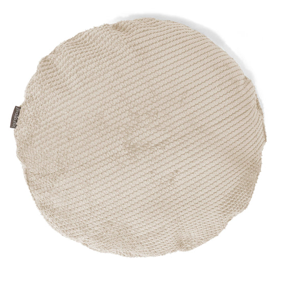 Housse de Coussin Rond 50cm - Velours Côtelé Gaufré Ivoire 01