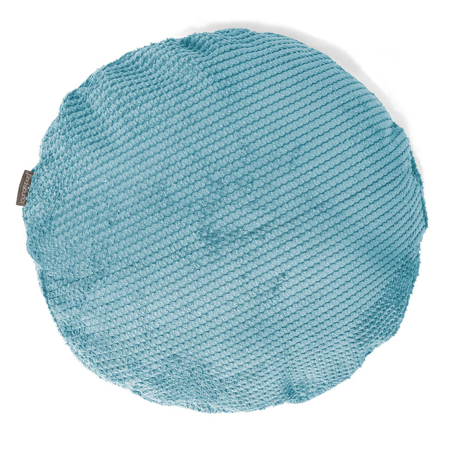 Housse de Coussin Rond 50cm - Velours Côtelé Gaufré Mer Égée 01