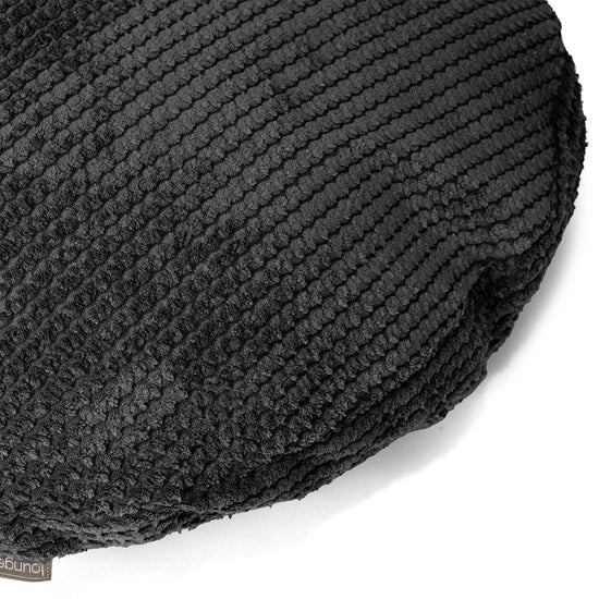 Housse de Coussin Rond 50cm - Velours Côtelé Gaufré Noir 02