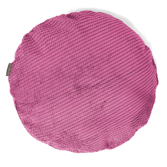 Housse de Coussin Rond 50cm - Velours Côtelé Gaufré Rose 01
