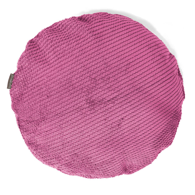 Housse de Coussin Rond 50cm - Velours Côtelé Gaufré Rose 01