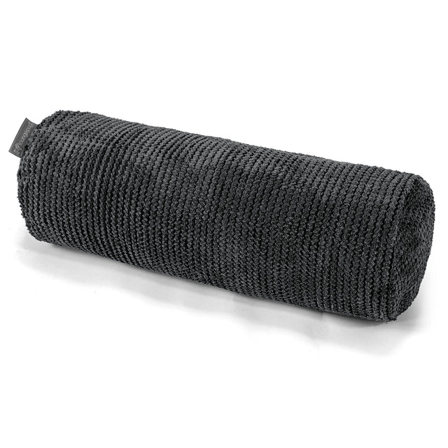 Housse de Traversin 20 x 55cm - Velours Côtelé Gaufré Noir 01