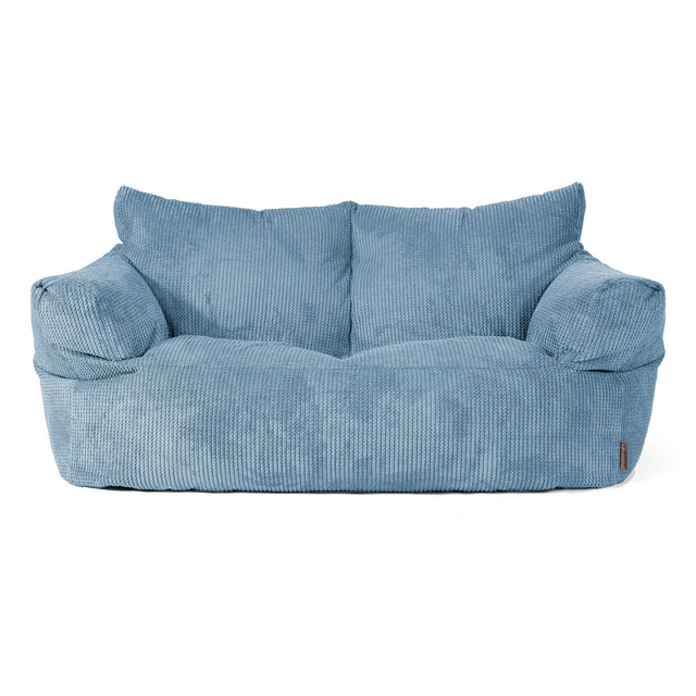 Joséphine Canapé Pouf - Velours Côtelé Gaufré Bleu Ciel 01