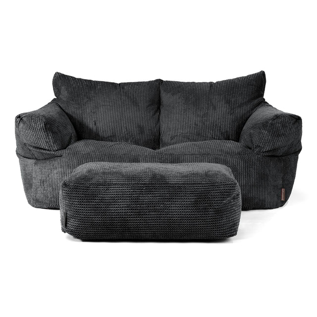 Joséphine Canapé Pouf - Velours Côtelé Gaufré Noir 02