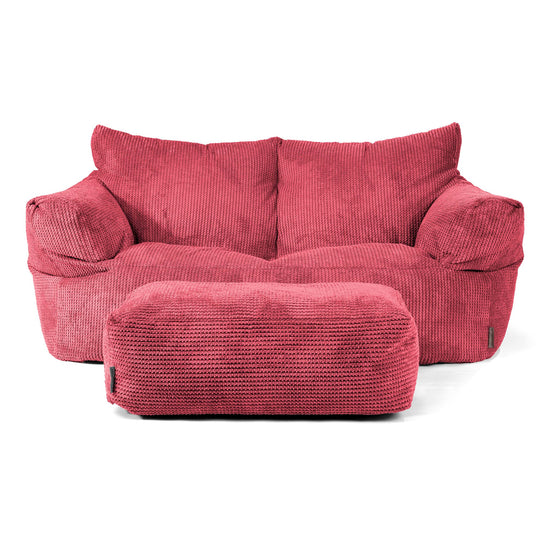 Joséphine Canapé Pouf - Velours Côtelé Gaufré Rouge pastel 02