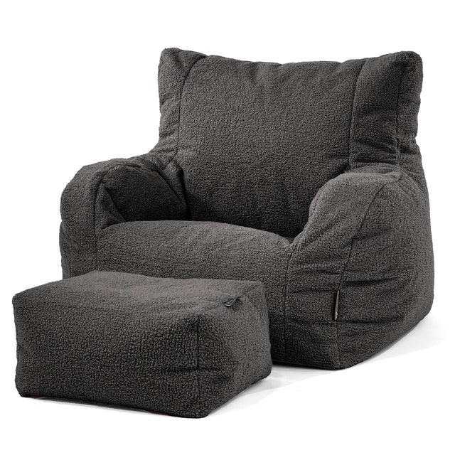 Joséphine Pouf Fauteuil Design - Bouclé Anthracite 01